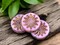 *15* 12mm Dark Bronze Washed Pink Silk Aster Flower Coin Beads